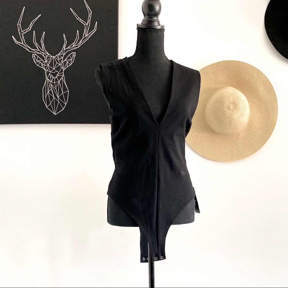 NWT Black Backless Bodysuit